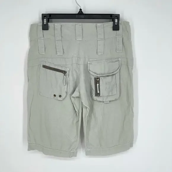 Pete & Greta by Johnny Was Cargo Shorts *SPOTS* Womens Sz 2 Linen Y2k Pale Green
